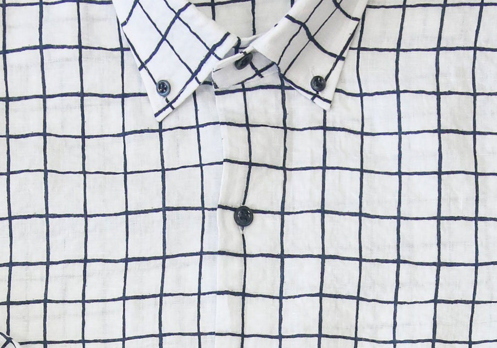 The Navy Daryn Seersucker Windowpane Casual Shirt Casual Shirt- Ledbury