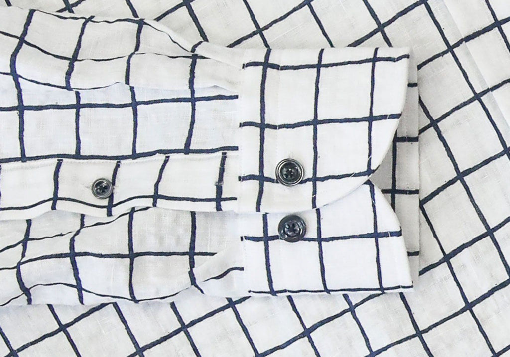 The Navy Daryn Seersucker Windowpane Casual Shirt Casual Shirt- Ledbury