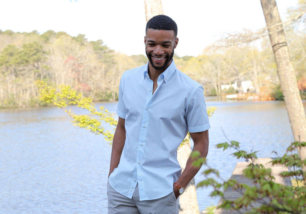 The White Short Sleeve Buchard Print Casual Shirt Short Sleeve- Ledbury