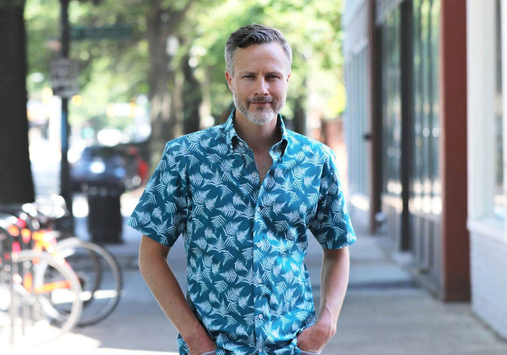 The Surf Blue Hensley Fern Print Short Sleeve Casual Shirt Short Sleeve- Ledbury