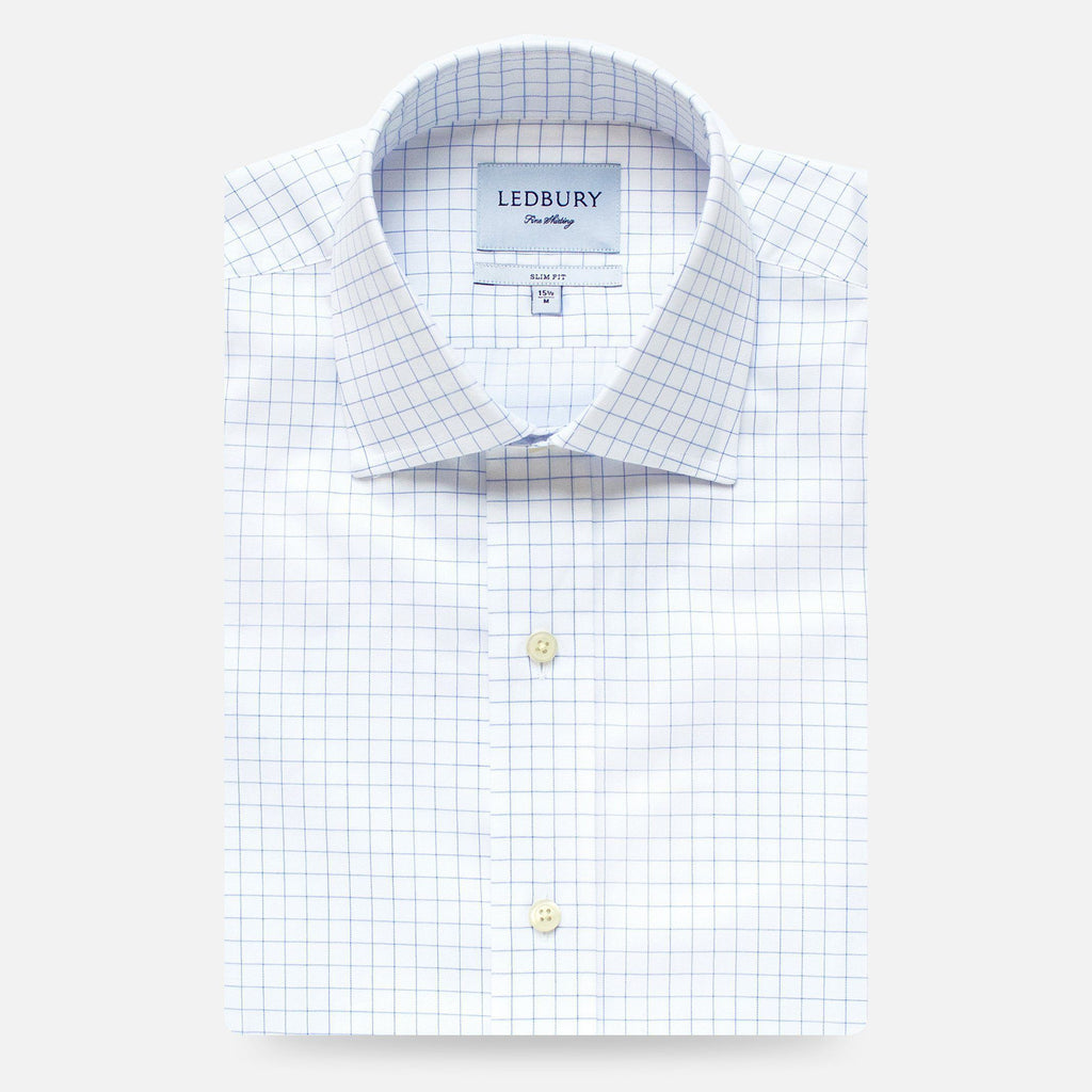 The Blue Carrington Windowpane Dress Shirt Dress Shirt- Ledbury