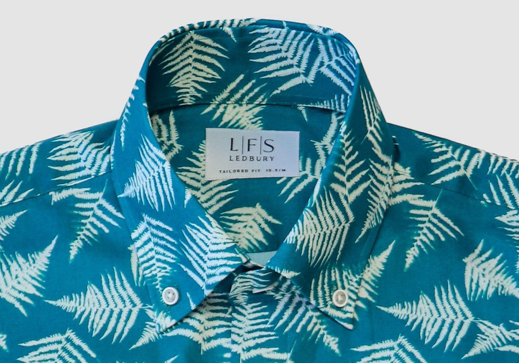The Surf Blue Hensley Fern Print Short Sleeve Casual Shirt Short Sleeve- Ledbury