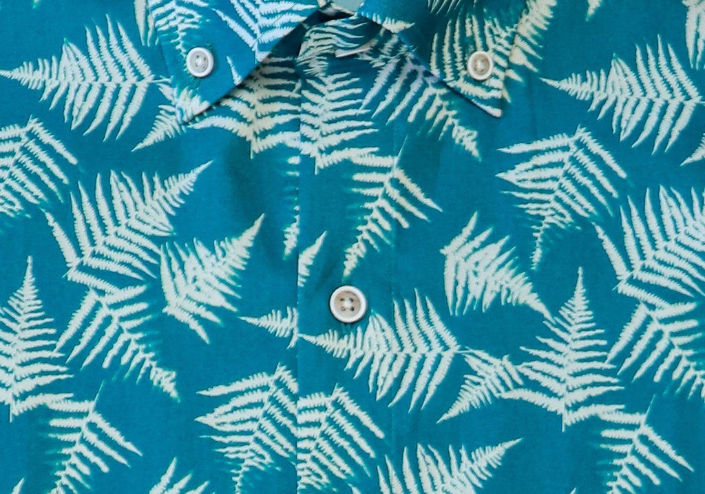 The Surf Blue Hensley Fern Print Short Sleeve Casual Shirt Short Sleeve- Ledbury