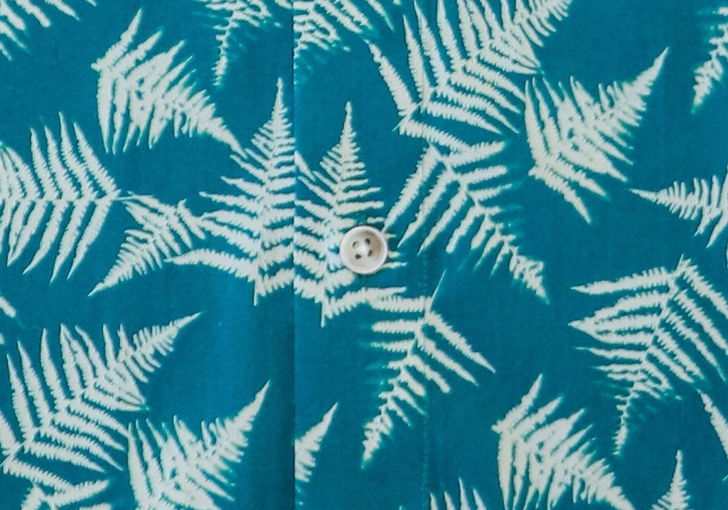 The Surf Blue Hensley Fern Print Short Sleeve Casual Shirt Short Sleeve- Ledbury