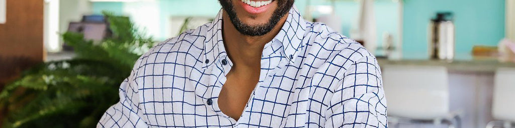 The Navy Daryn Seersucker Windowpane Casual Shirt Casual Shirt- Ledbury