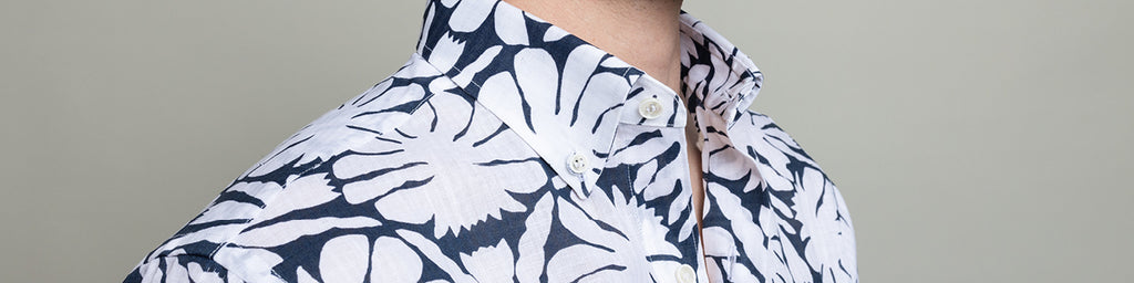 The White Short Sleeve Wilton Print  Casual Shirt Short Sleeve- Ledbury