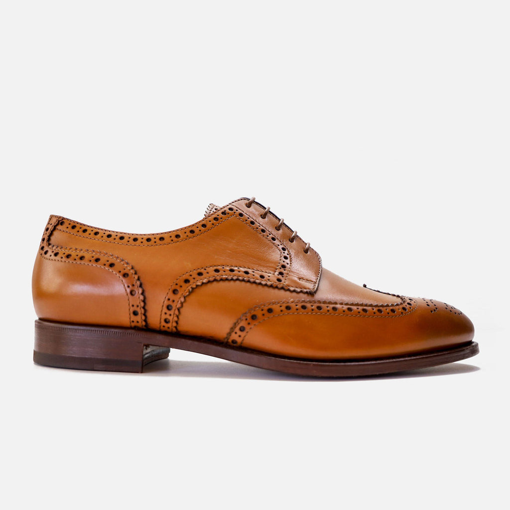 Tangier Dark Cognac Balfort Leather Wingtip Footwear- Ledbury