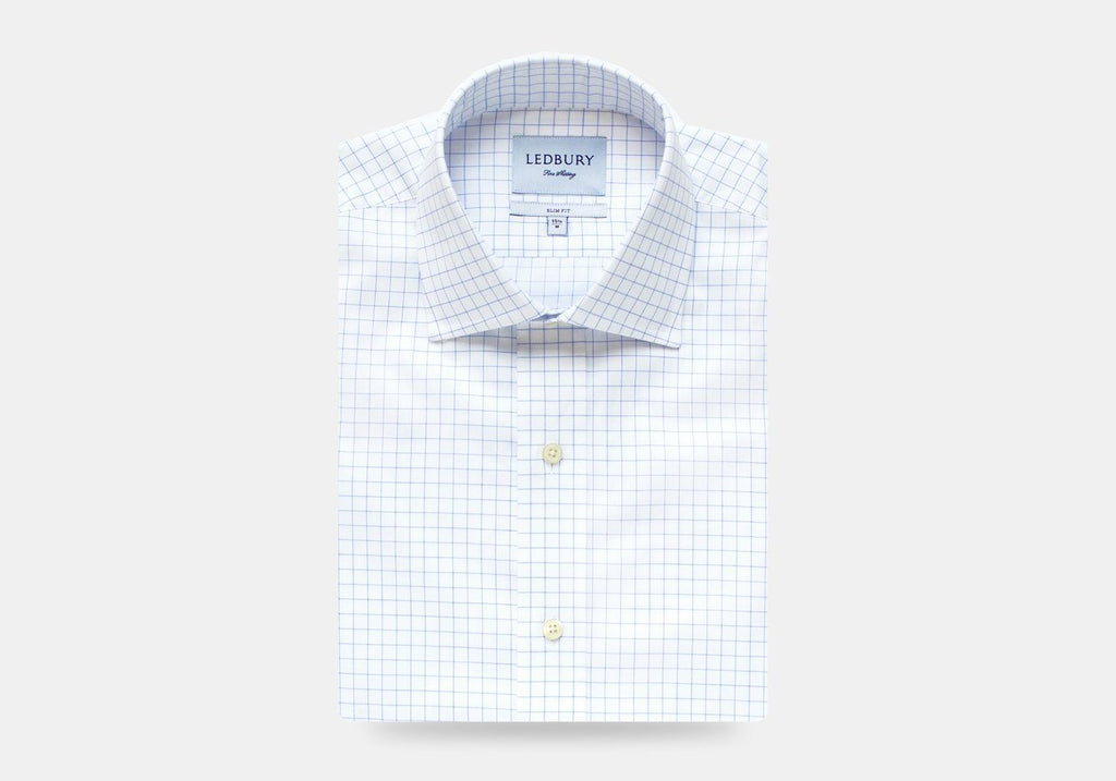 The Blue Carrington Windowpane Dress Shirt Dress Shirt- Ledbury