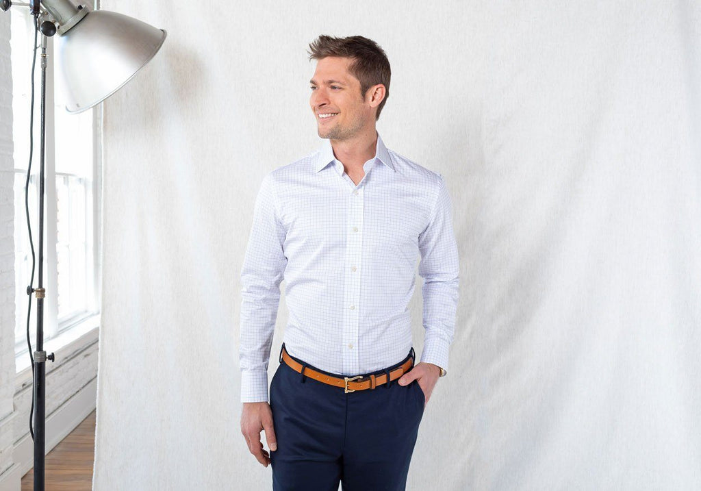 The Blue Carrington Windowpane Dress Shirt Dress Shirt- Ledbury