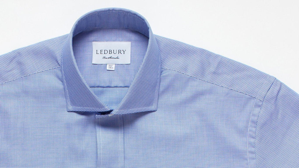 The Blue Easley Houndstooth Dress Shirt Dress Shirt- Ledbury