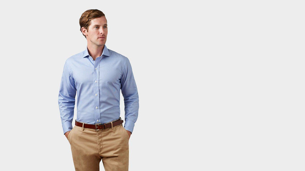 The Blue Easley Houndstooth Dress Shirt Dress Shirt- Ledbury