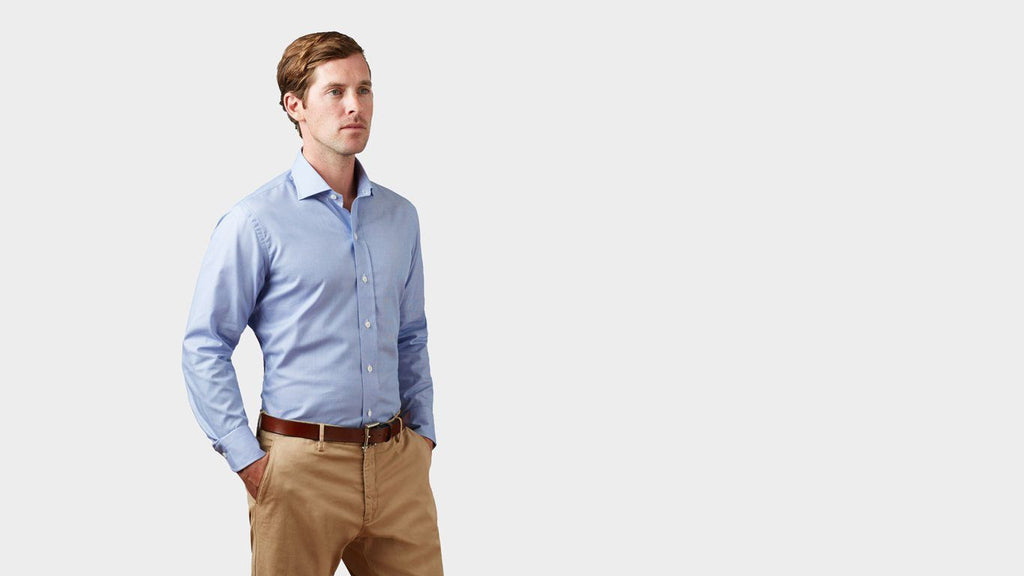 The Blue Easley Houndstooth Dress Shirt Dress Shirt- Ledbury