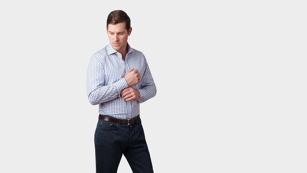 The Blue Urbana Box Check Dress Shirt Legacy Supercore- Ledbury