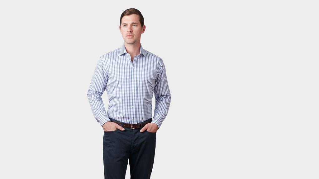 The Blue Urbana Box Check Dress Shirt Legacy Supercore- Ledbury