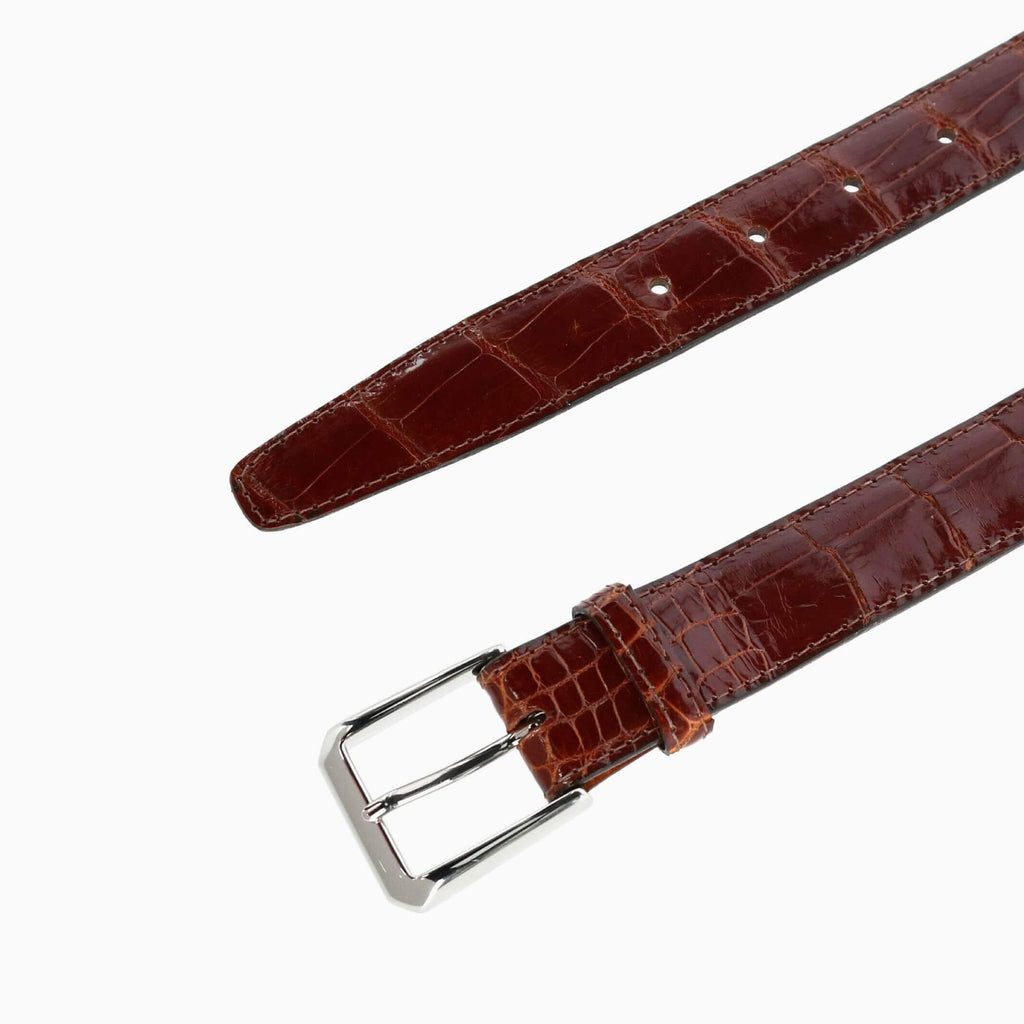 Trafalgar Chestnut Genuine Glazed Alligator Belt Belt- Ledbury