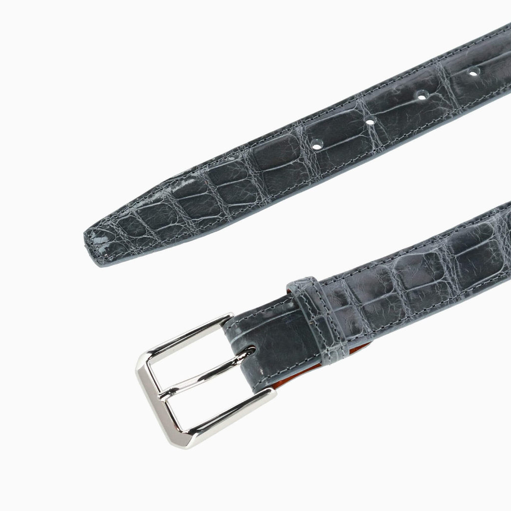 Trafalgar Grey Genuine Glazed Alligator Belt Belt- Ledbury