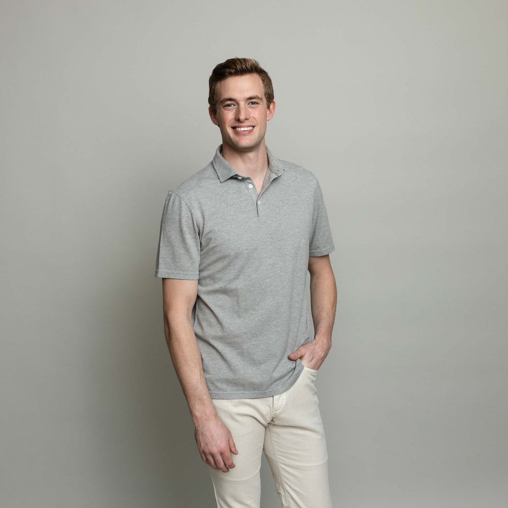 The Grey Heather Gardner Cotton Pique Custom Polo Custom Polo- Ledbury