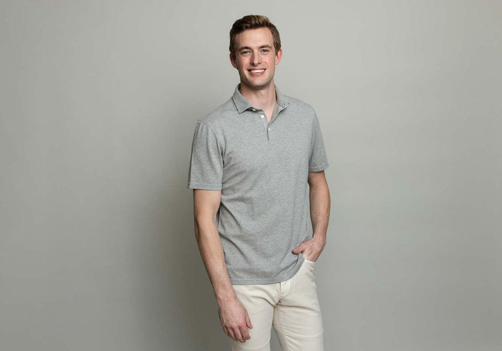 The Grey Heather Gardner Cotton Pique Custom Polo Custom Polo- Ledbury