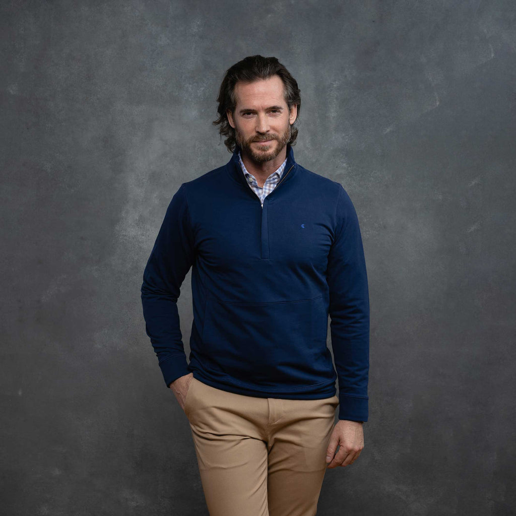 Criquet Heather Navy Performance Pullover Pullover- Ledbury