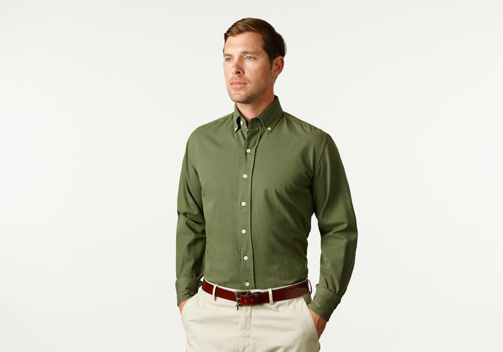 The Dark Olive Barrington Gabardine Casual Shirt- Ledbury