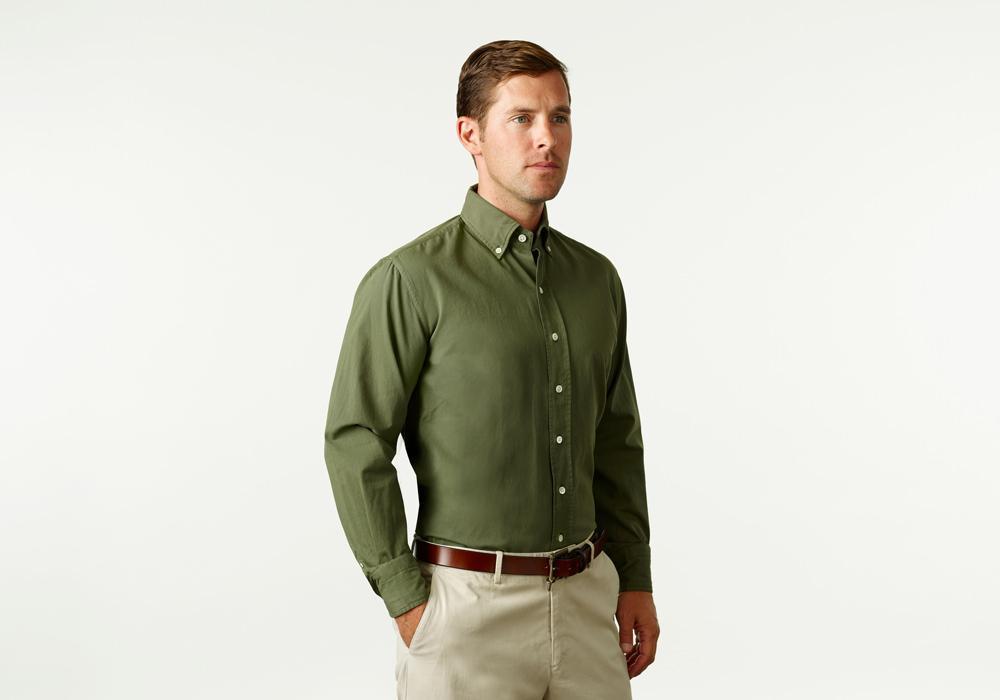 The Dark Olive Barrington Gabardine Casual Shirt- Ledbury