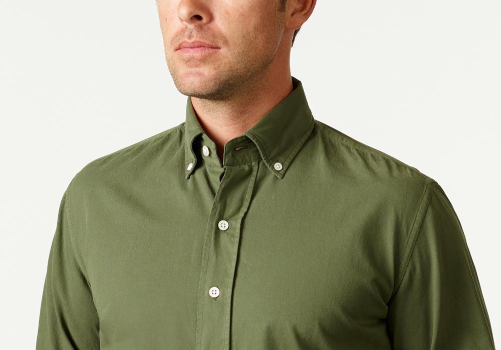The Dark Olive Barrington Gabardine Casual Shirt- Ledbury