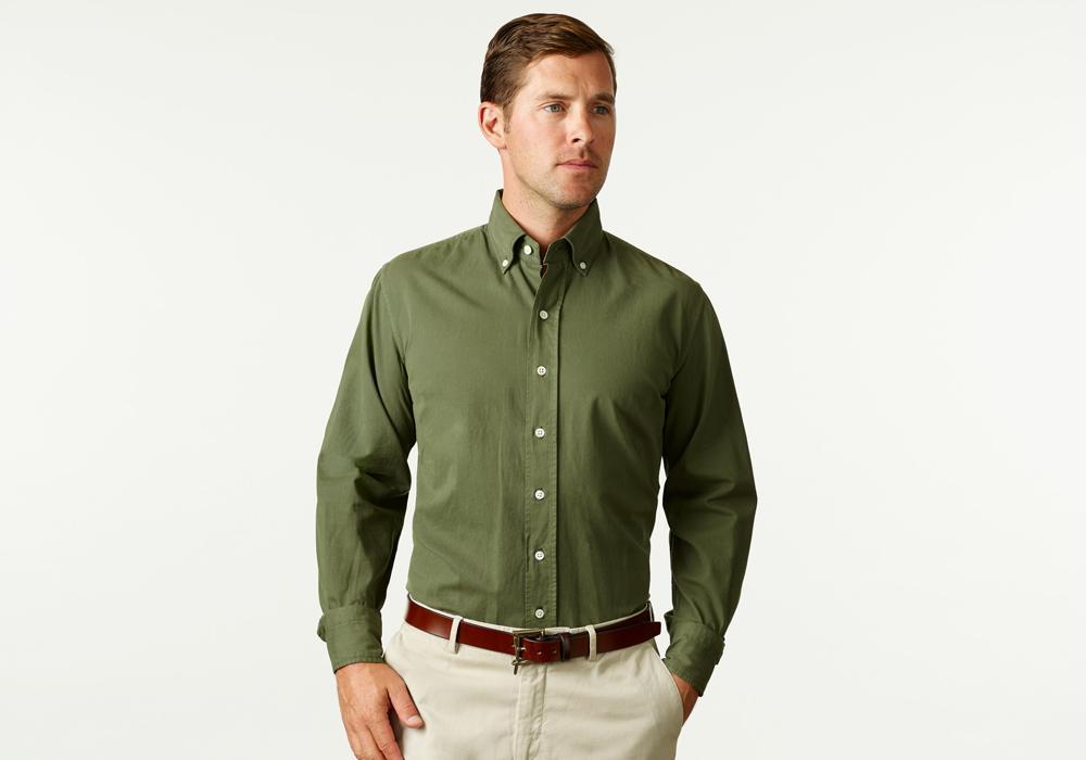 The Dark Olive Barrington Gabardine Casual Shirt- Ledbury
