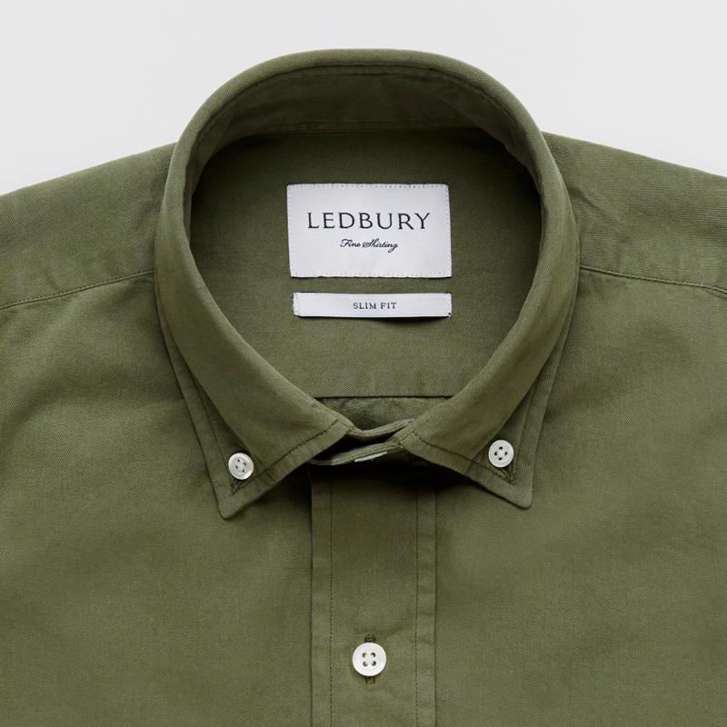 The Dark Olive Barrington Gabardine Casual Shirt- Ledbury
