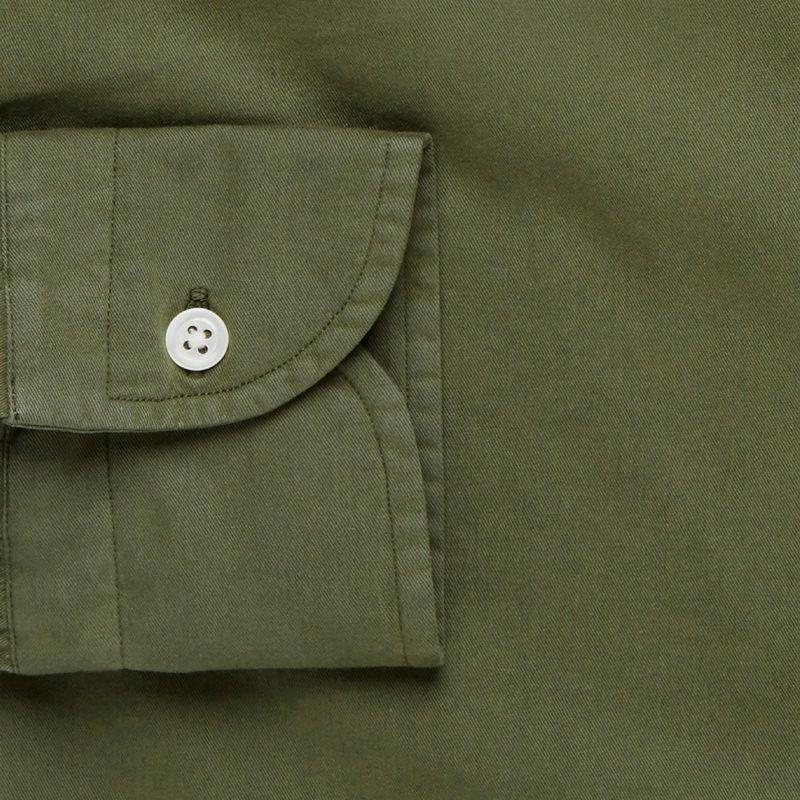 The Dark Olive Barrington Gabardine Casual Shirt- Ledbury