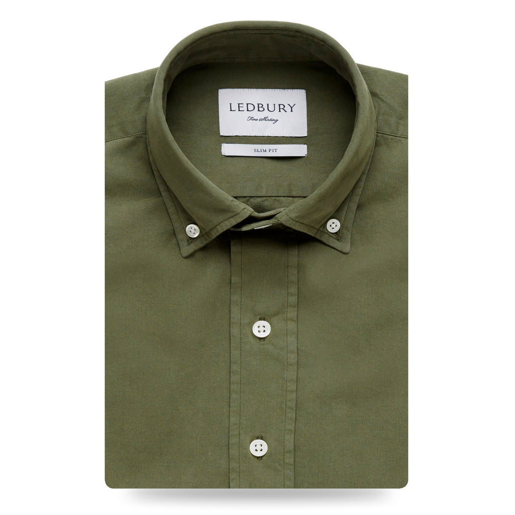 The Dark Olive Barrington Gabardine Casual Shirt- Ledbury