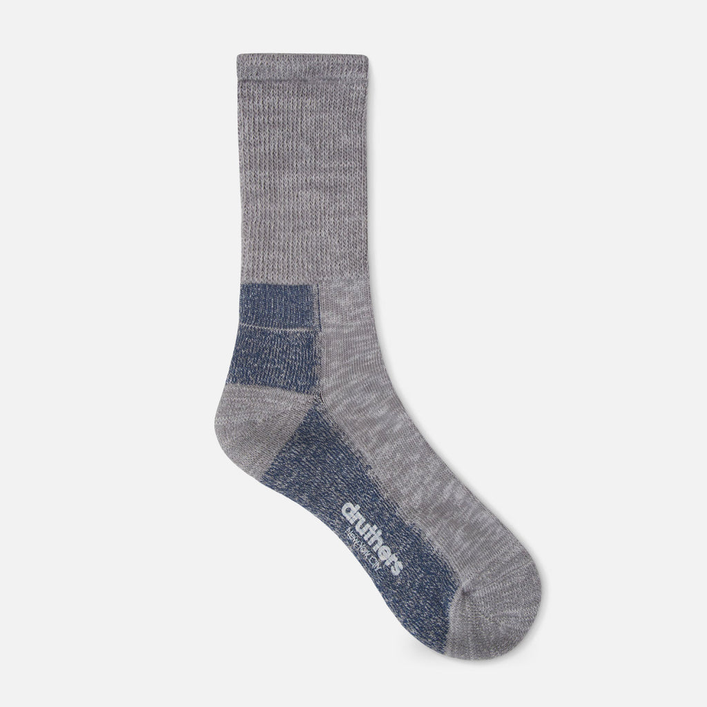 Druthers Grey Blue Mélange Organic Cotton Defender Boot Sock Socks- Ledbury