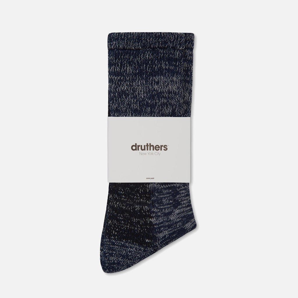 Druthers Navy Mélange Organic Cotton Defender Boot Sock Socks- Ledbury
