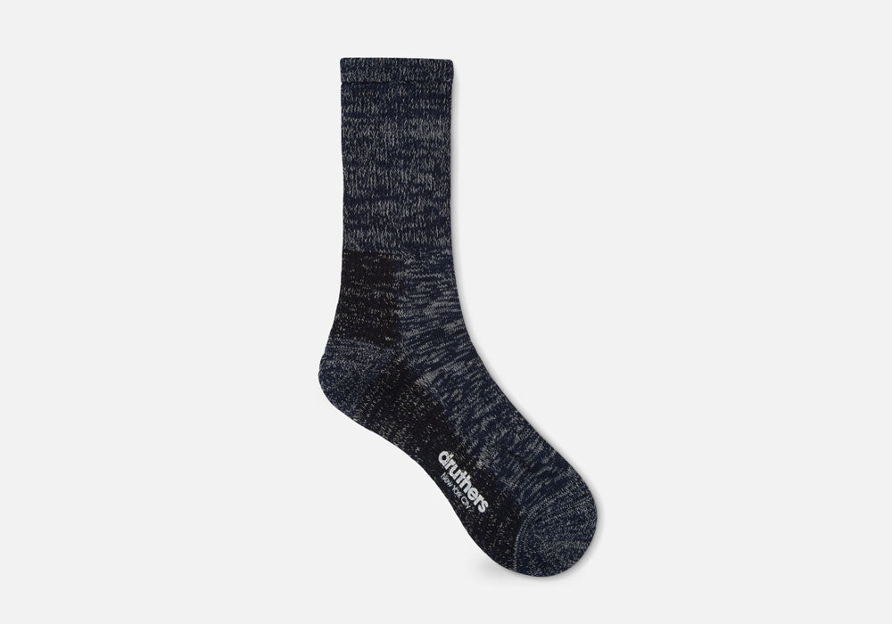 Druthers Navy Mélange Organic Cotton Defender Boot Sock Socks- Ledbury