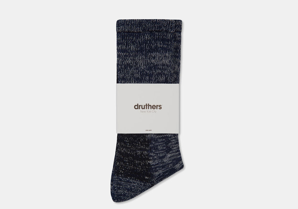 Druthers Navy Mélange Organic Cotton Defender Boot Sock Socks- Ledbury