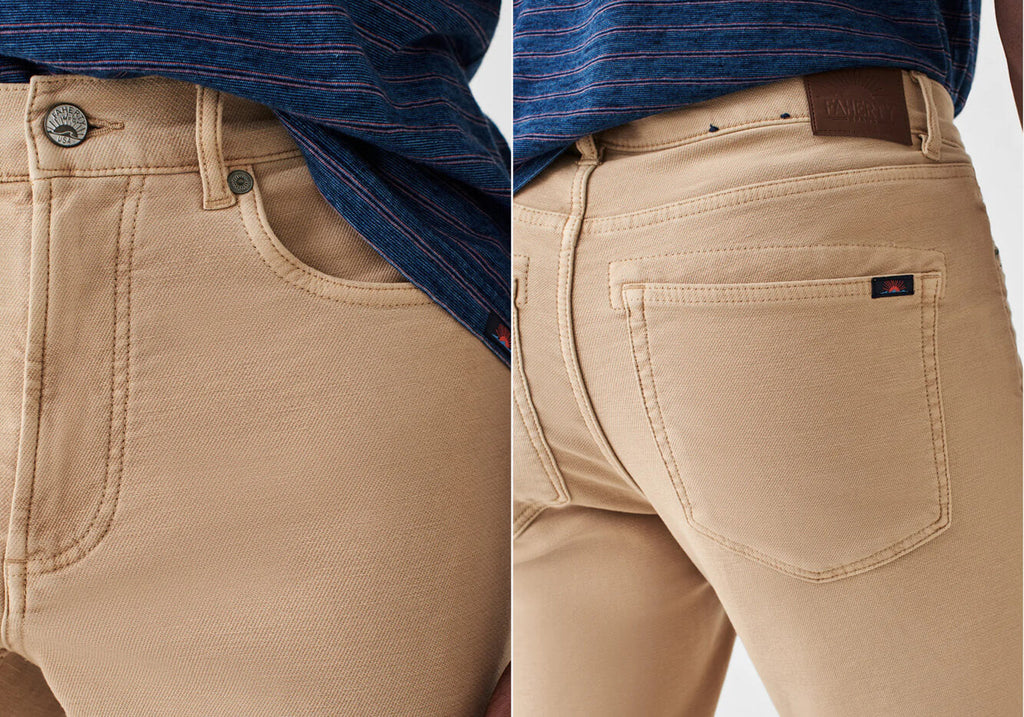 Faherty Desert Khaki Stretch Terry 5 Pocket Pant- Ledbury