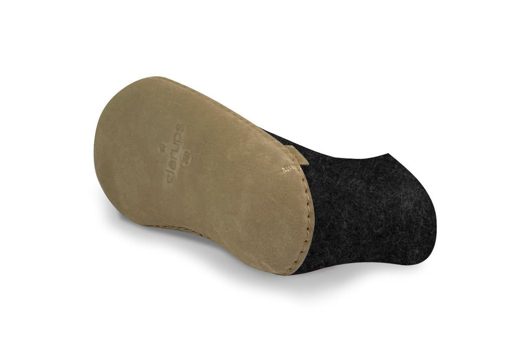 Glerups Charcoal Boot with Leather Sole Slipper Footwear- Ledbury