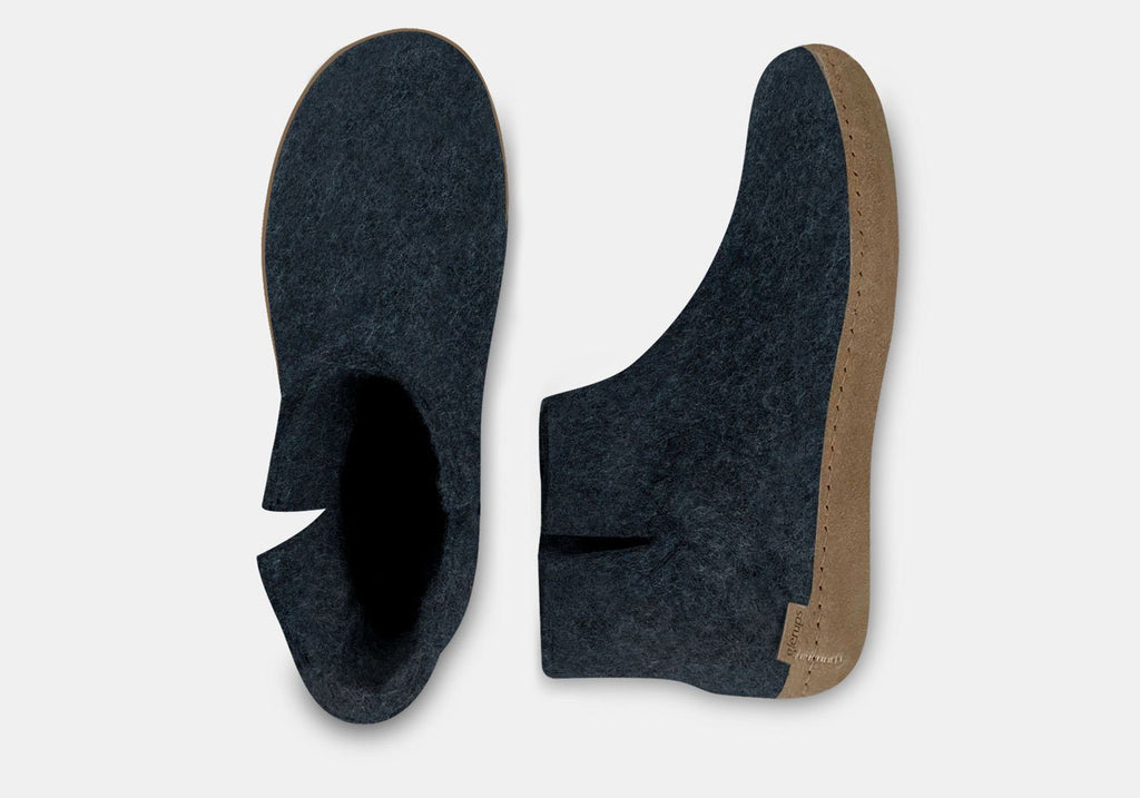 Glerups Denim Boot with Leather Sole Slipper Footwear- Ledbury