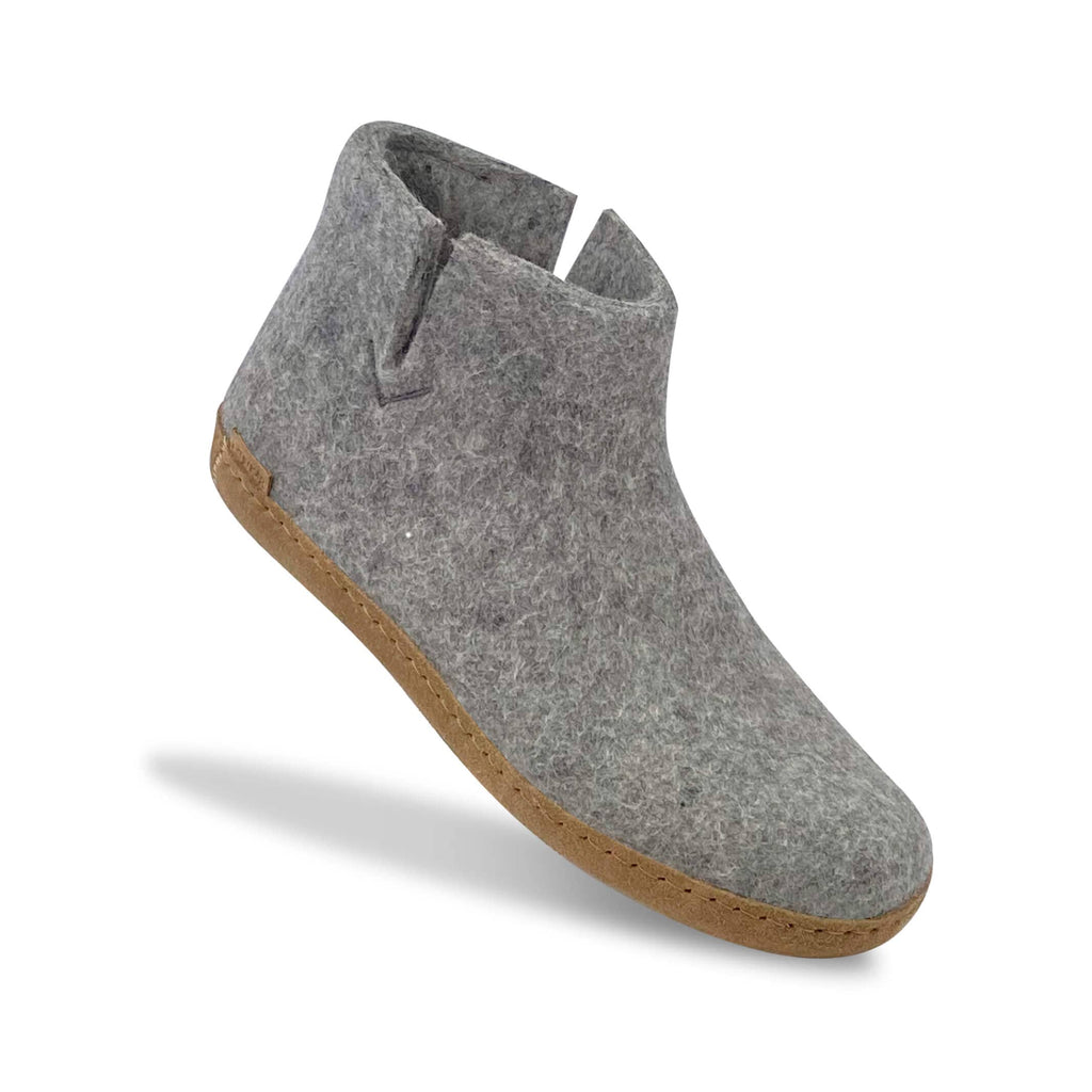 Glerups Grey Boot with Leather Sole Slipper Footwear- Ledbury