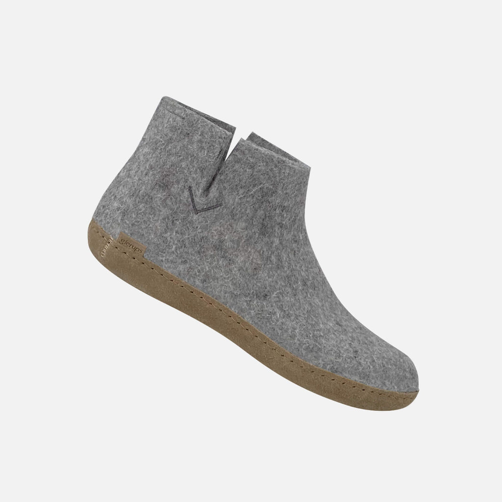 Glerups Grey Boot with Leather Sole Slipper Footwear- Ledbury
