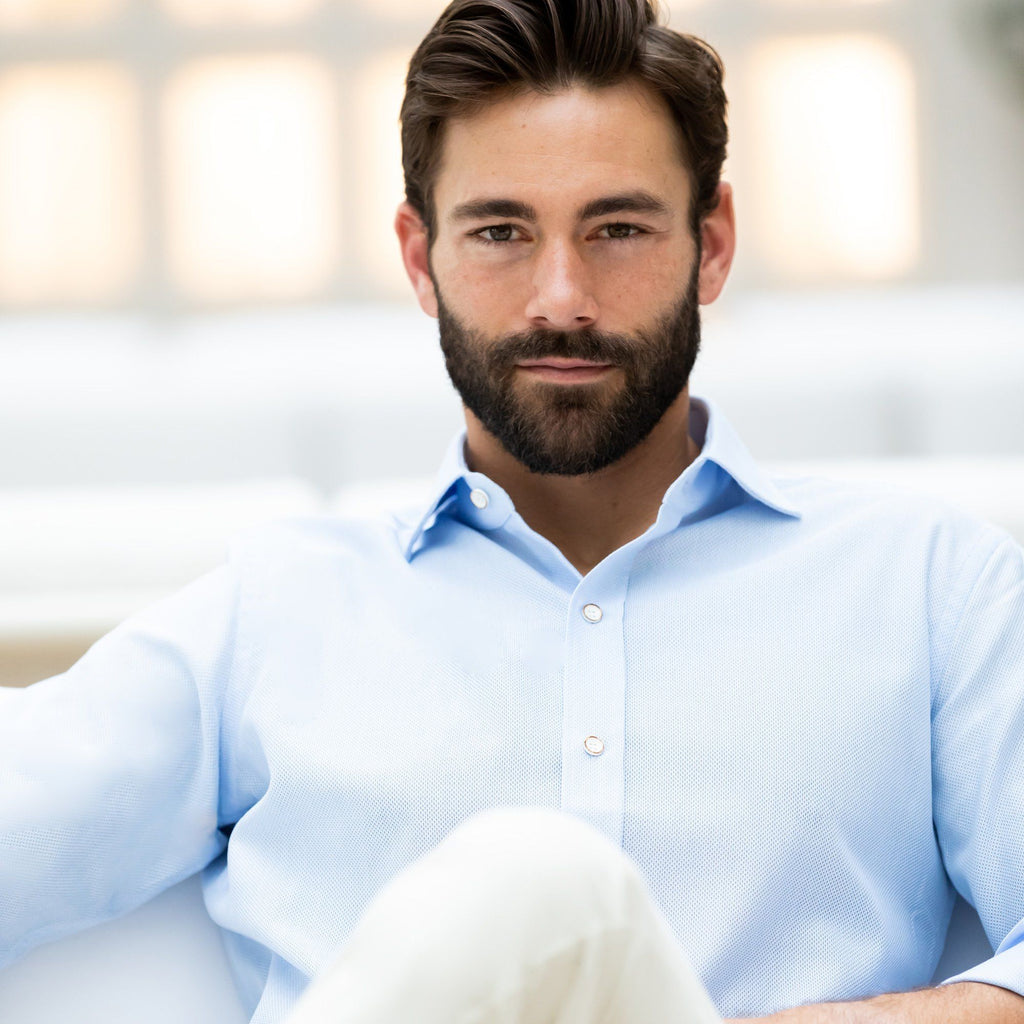 The Light Blue Kent Sport Texture Dress Shirt Dress Shirt- Ledbury