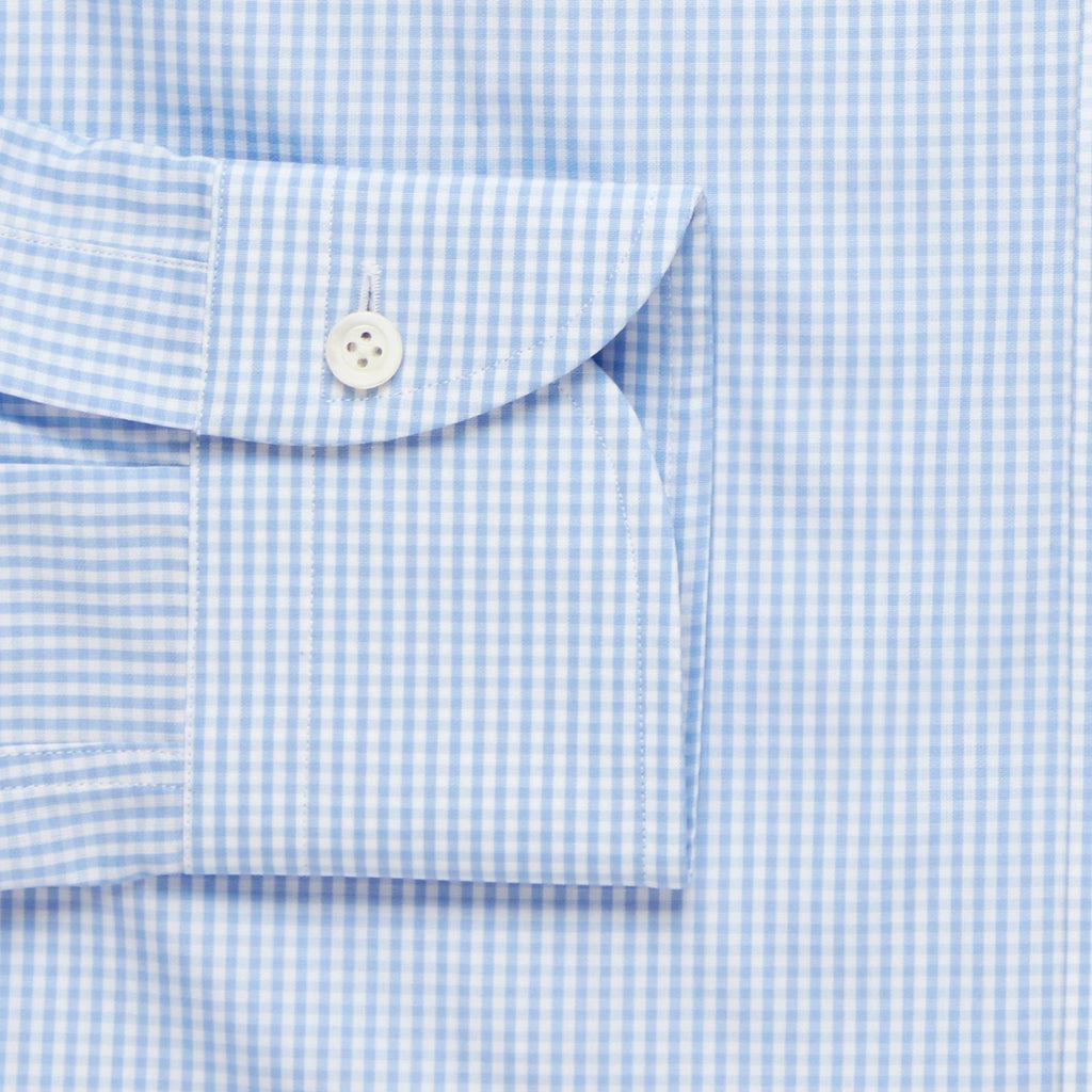 Light Blue Gingham Poplin Dress Shirt Dress Shirt- Ledbury
