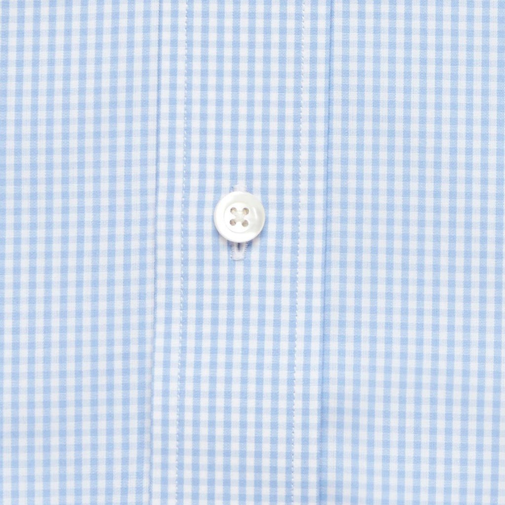Light Blue Gingham Poplin Dress Shirt Dress Shirt- Ledbury
