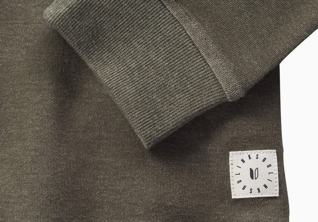 Linksoul Nutria Green Double Knit Pocket Crewneck Sweatshirt Sweatshirt- Ledbury