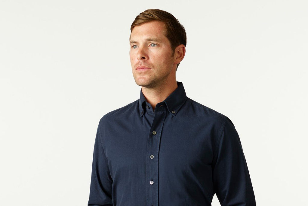 The Navy Barrington Gabardine Casual Shirt- Ledbury
