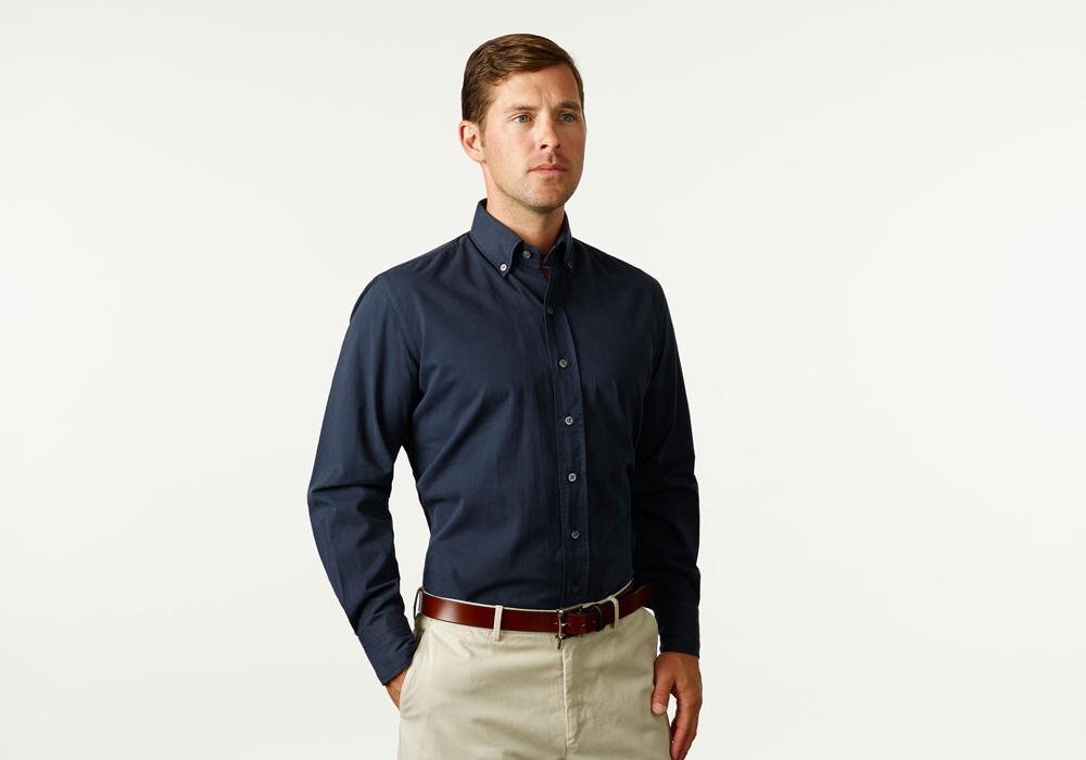 The Navy Barrington Gabardine Casual Shirt- Ledbury
