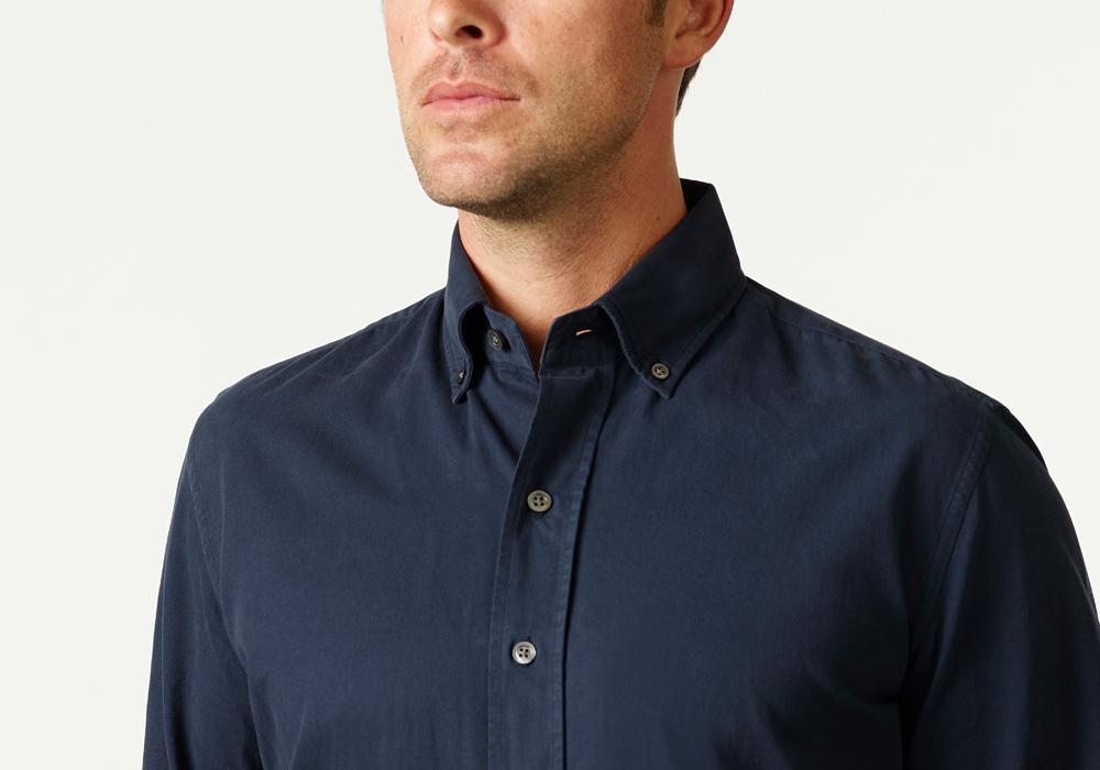 The Navy Barrington Gabardine Casual Shirt- Ledbury