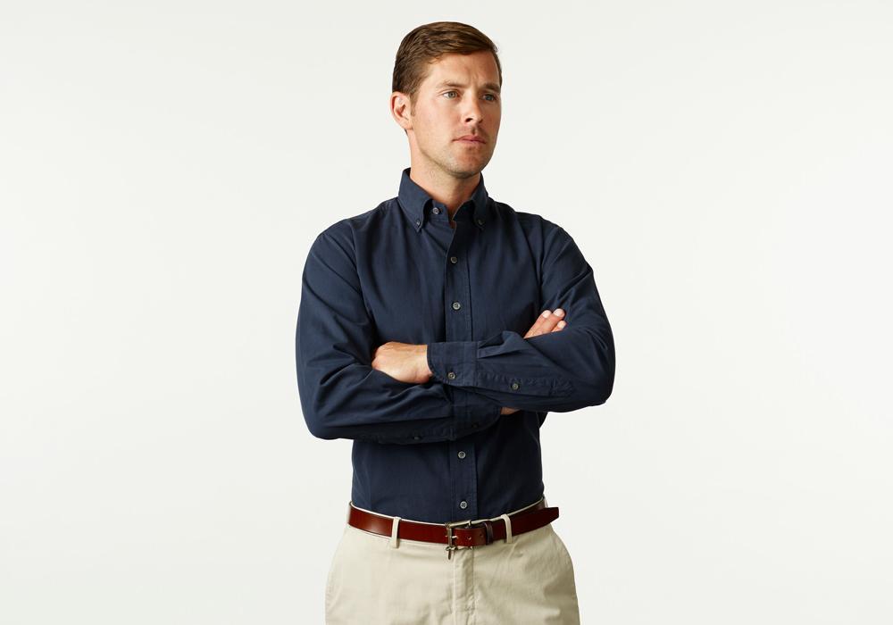 The Navy Barrington Gabardine Casual Shirt- Ledbury
