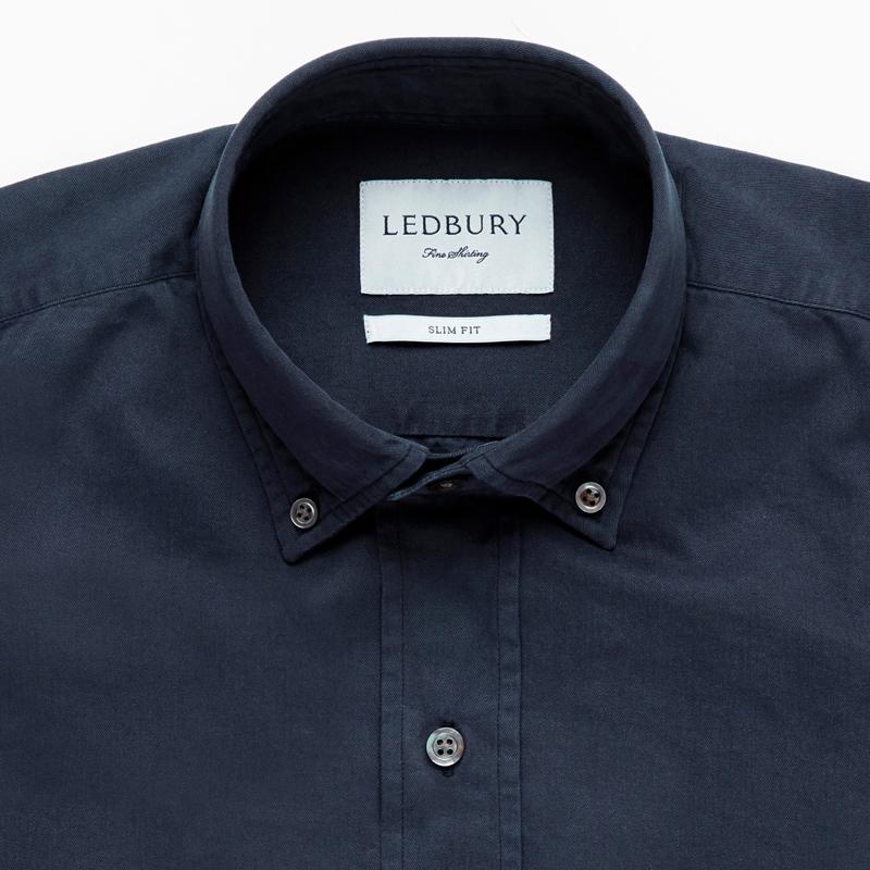 The Navy Barrington Gabardine Casual Shirt- Ledbury
