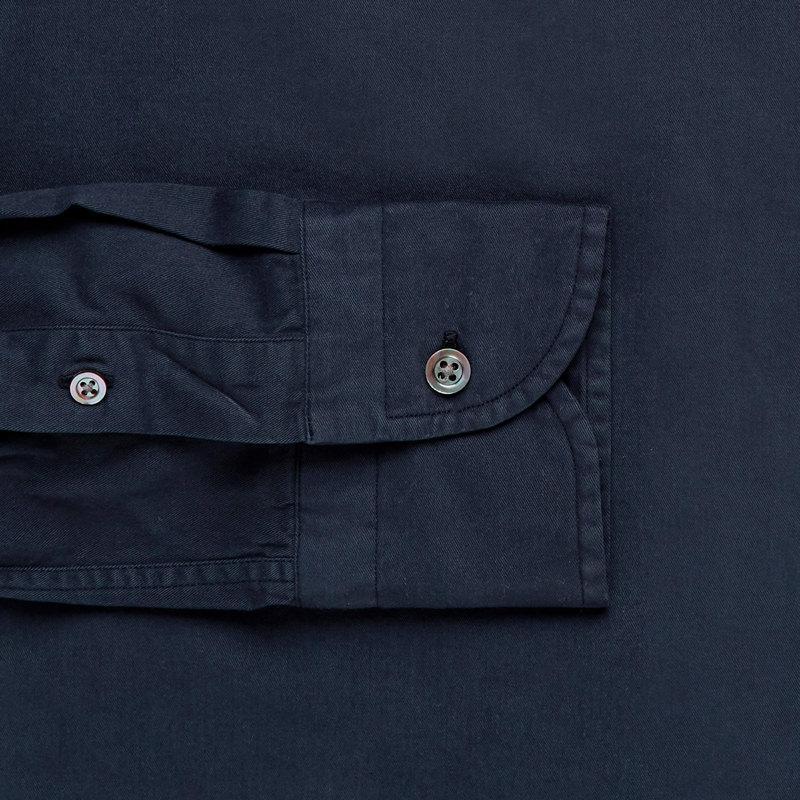The Navy Barrington Gabardine Casual Shirt- Ledbury