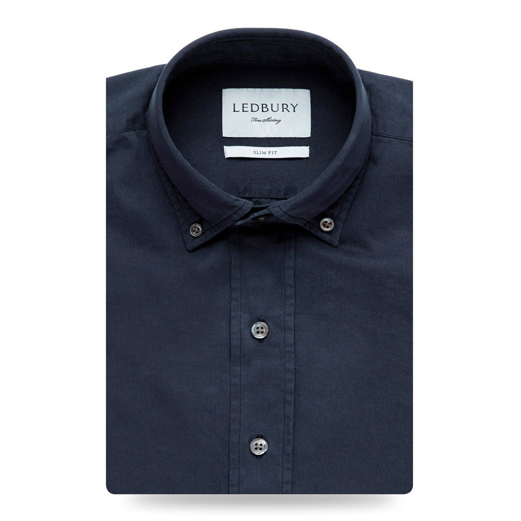 The Navy Barrington Gabardine Casual Shirt- Ledbury